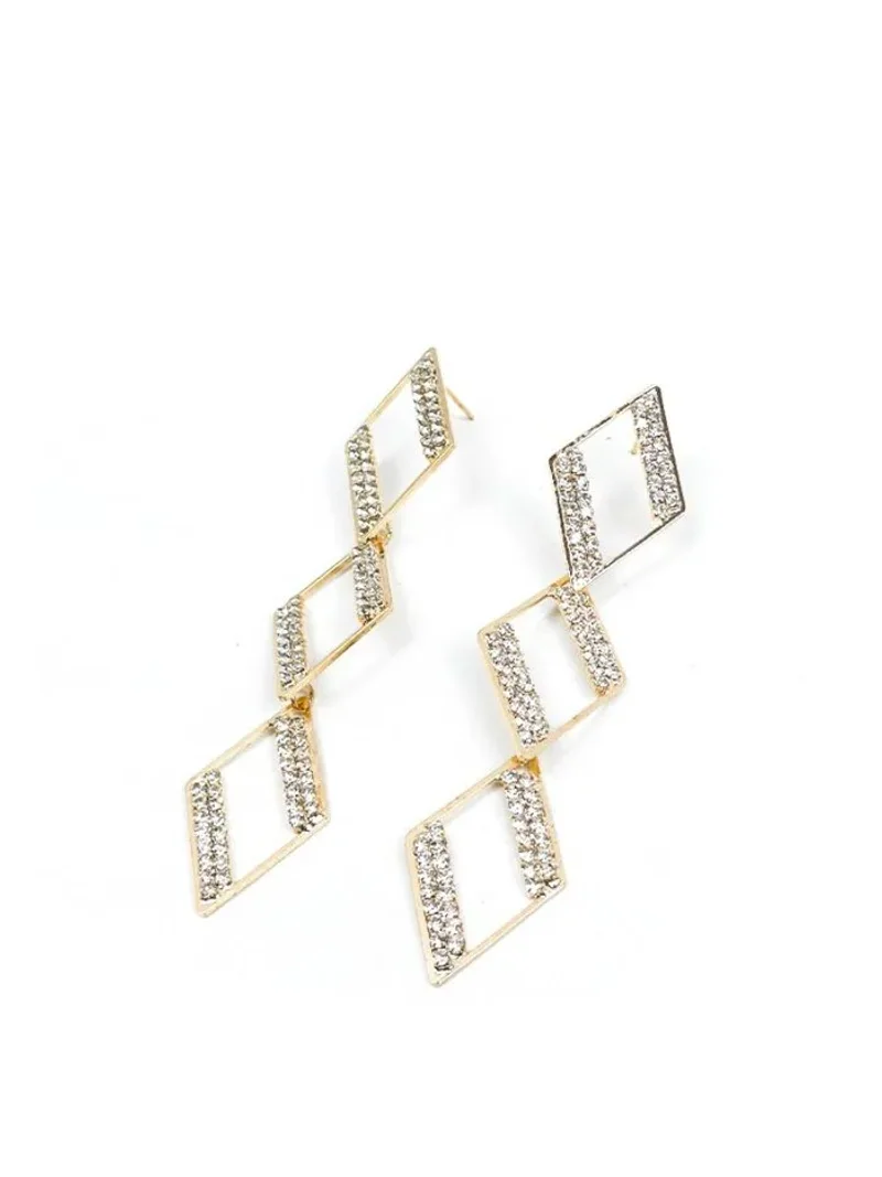 Aros Largos Strass Rombos