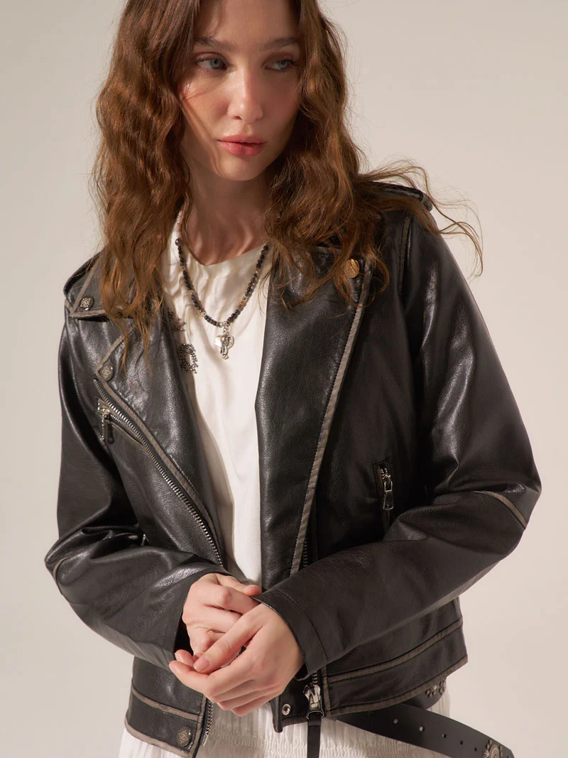 Campera de PU Efecto Gastado Mia