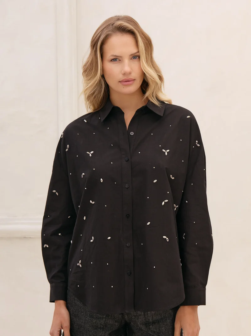 Camisa Bordada con Strass