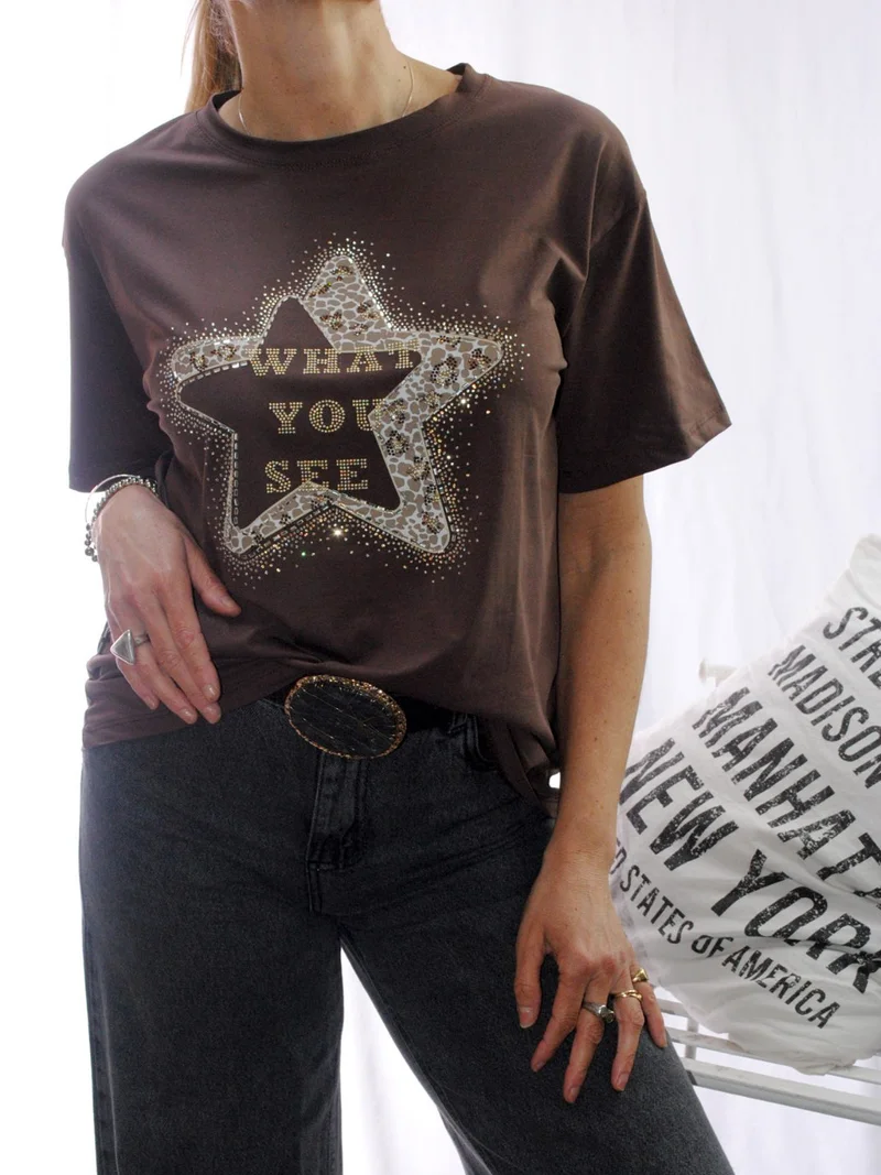 Remera Algodón Estampa Bordada